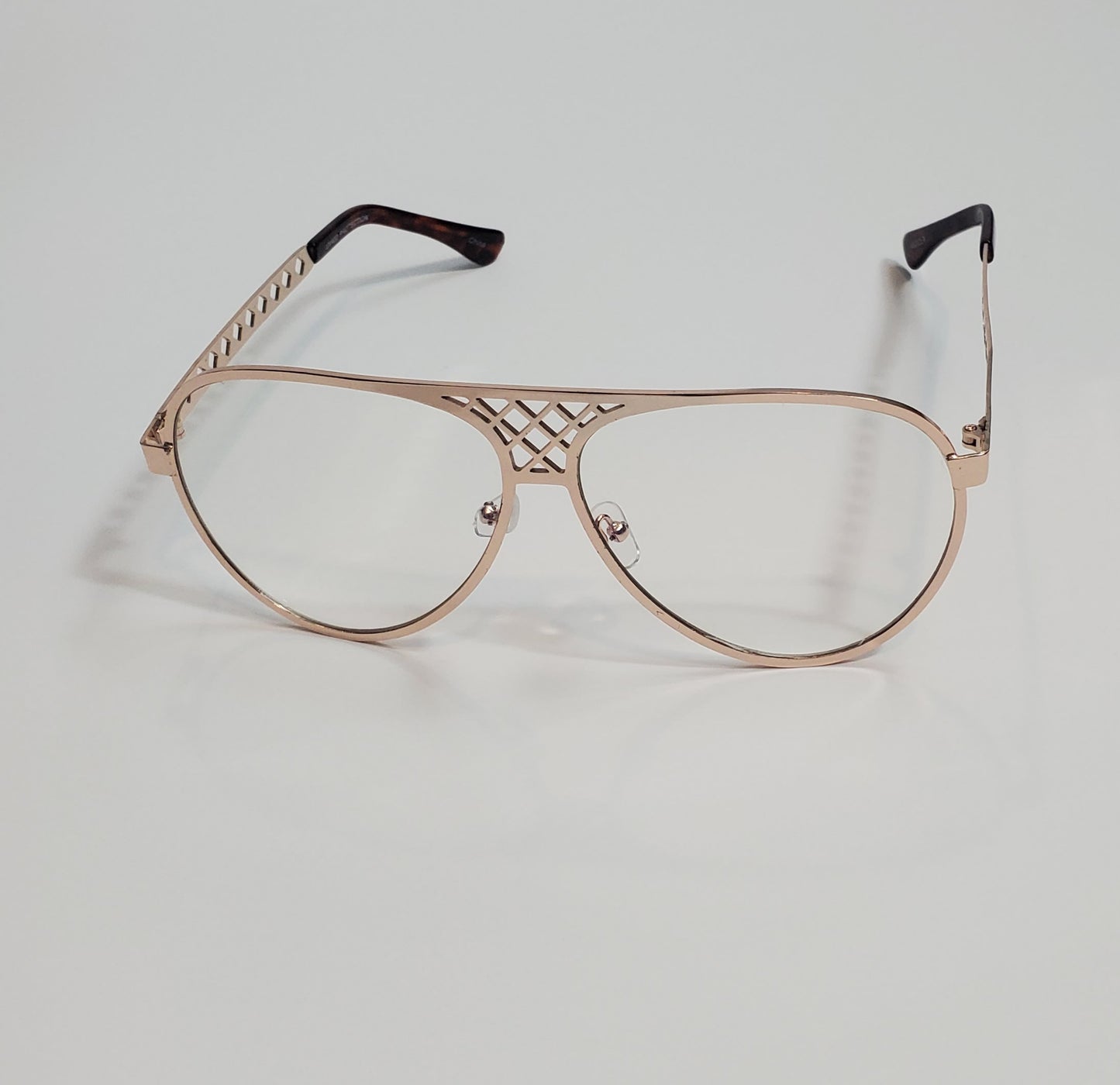 ROSE GOLD Frame Clear Aviator Glasses