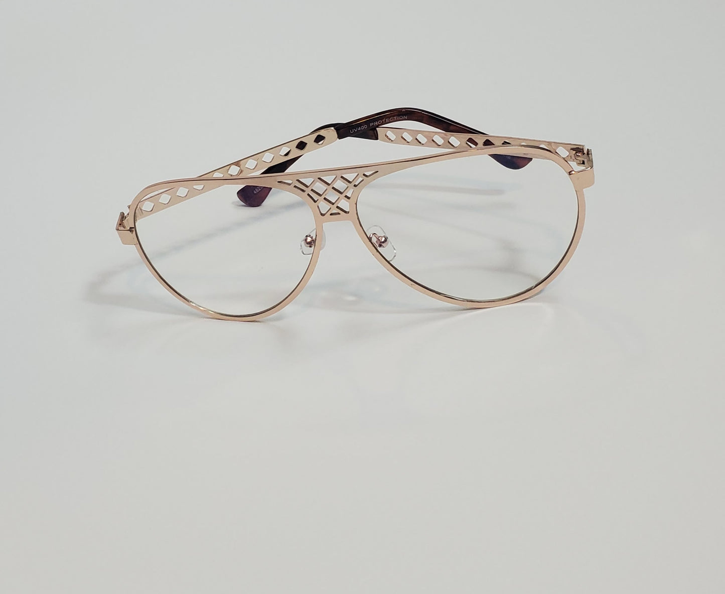 ROSE GOLD Frame Clear Aviator Glasses