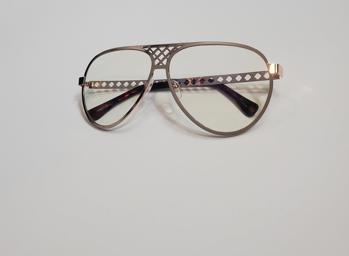 ROSE GOLD Frame Clear Aviator Glasses