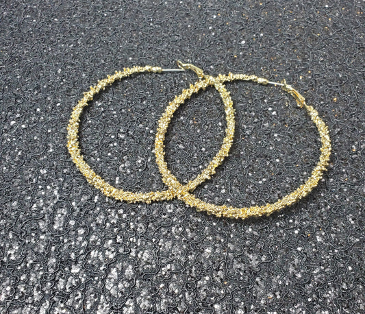 BOSSY Gold Flake Hoop Earrings