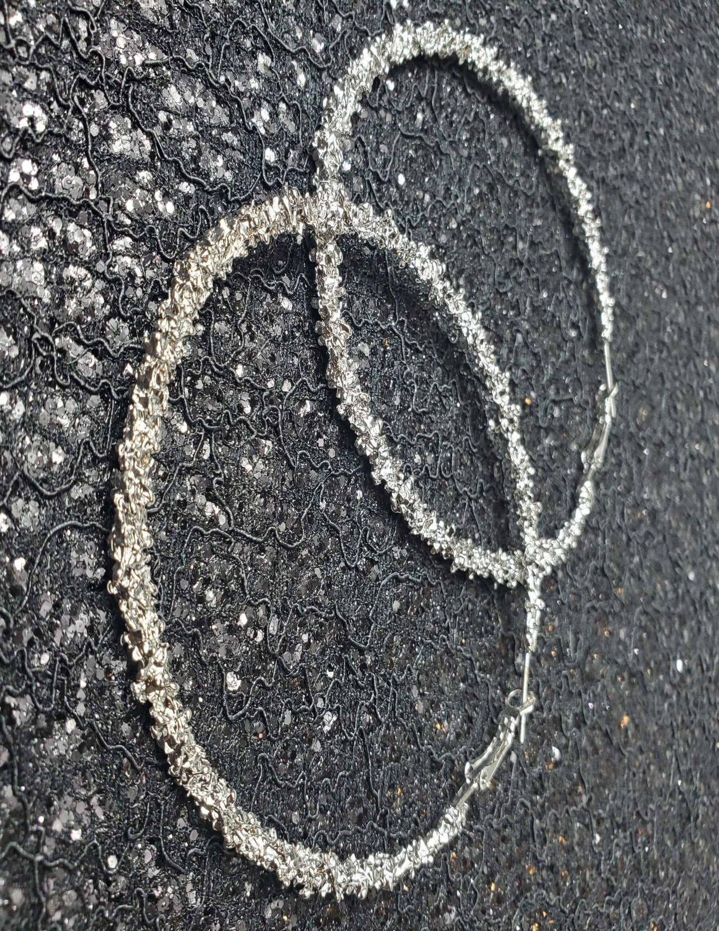 BOSSY Silver Flake hoop Earrings