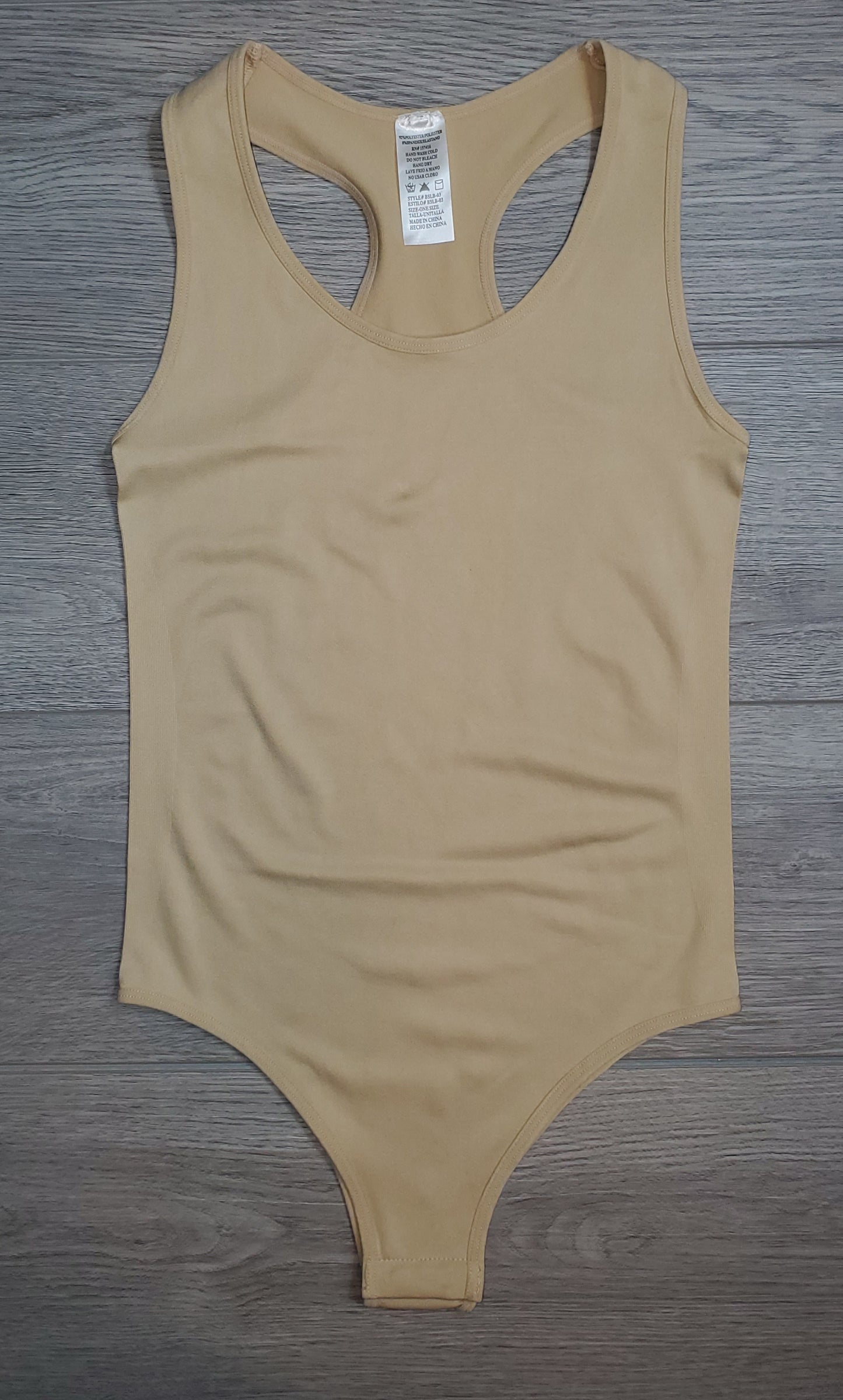 KHAKI RACERBACK BODYSUIT