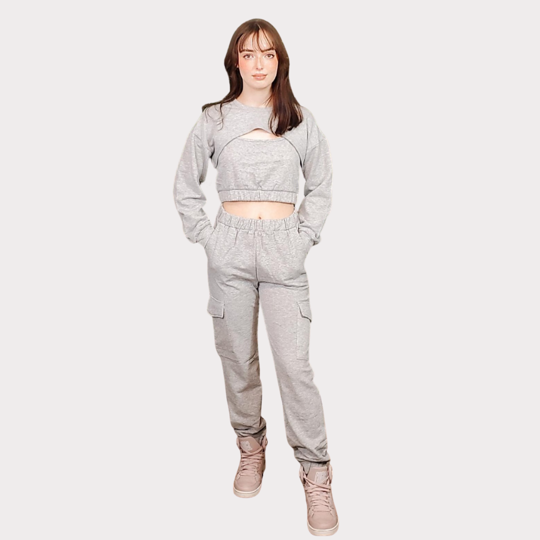 Heather Grey Three-Piece Sweatsuit